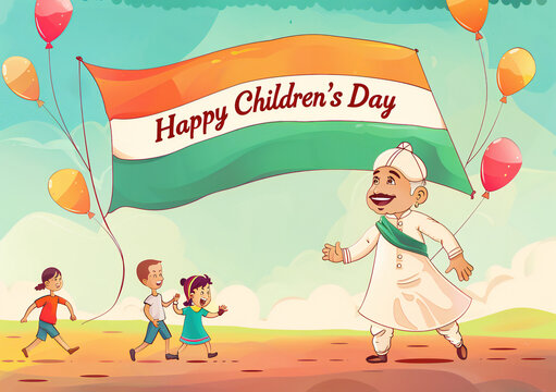 Global Celebration of Children's Day. Illustration Featuring Happy Children Enjoying Fun and Togetherness, Promoting Education and Friendship in a Colourful and Joyful Event