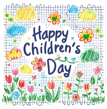 Global Celebration of Children's Day. Illustration Featuring Happy Children Enjoying Fun and Togetherness, Promoting Education and Friendship in a Colourful and Joyful Event
