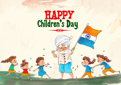 Global Celebration of Children's Day. Illustration Featuring Happy Children Enjoying Fun and Togetherness, Promoting Education and Friendship in a Colourful and Joyful Event