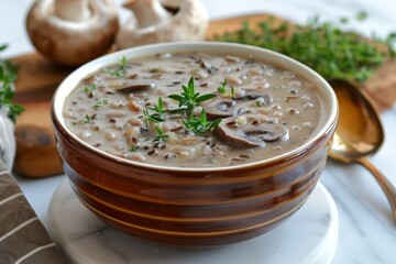 Wall Mural - Canadian wild rice and mushroom soup