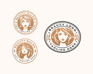 Vector elegant beauty woman salon logo design collections for company 