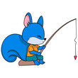 the blue weasel is fishing alone