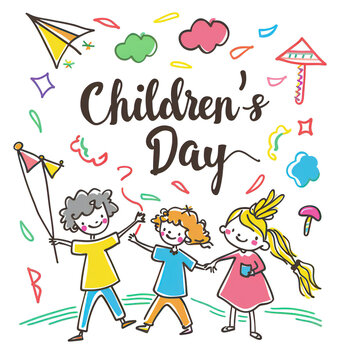 Global Celebration of Children's Day. Illustration Featuring Happy Children Enjoying Fun and Togetherness, Promoting Education and Friendship in a Colourful and Joyful Event
