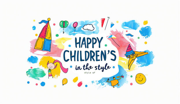Global Celebration of Children's Day. Illustration Featuring Happy Children Enjoying Fun and Togetherness, Promoting Education and Friendship in a Colourful and Joyful Event