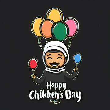 Global Celebration of Children's Day. Illustration Featuring Happy Children Enjoying Fun and Togetherness, Promoting Education and Friendship in a Colourful and Joyful Event