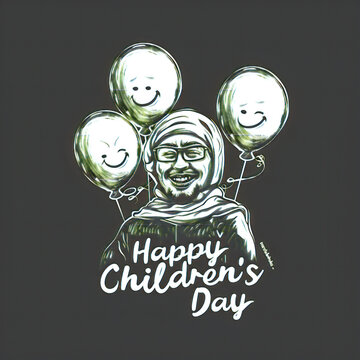 Global Celebration of Children's Day. Illustration Featuring Happy Children Enjoying Fun and Togetherness, Promoting Education and Friendship in a Colourful and Joyful Event