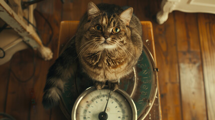 A cat is weighed on a scale