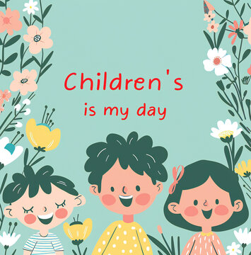 Global Celebration of Children's Day. Illustration Featuring Happy Children Enjoying Fun and Togetherness, Promoting Education and Friendship in a Colourful and Joyful Event