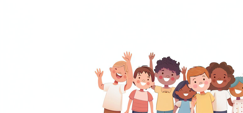 Global Celebration of Children's Day. Illustration Featuring Happy Children Enjoying Fun and Togetherness, Promoting Education and Friendship in a Colourful and Joyful Event