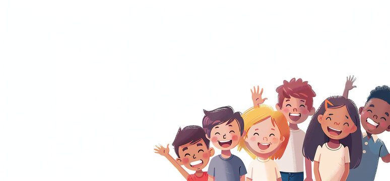 Global Celebration of Children's Day. Illustration Featuring Happy Children Enjoying Fun and Togetherness, Promoting Education and Friendship in a Colourful and Joyful Event