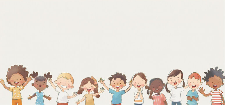 Global Celebration of Children's Day. Illustration Featuring Happy Children Enjoying Fun and Togetherness, Promoting Education and Friendship in a Colourful and Joyful Event