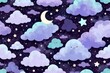 A painting of a night sky with clouds and stars