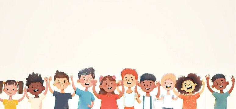 Global Celebration of Children's Day. Illustration Featuring Happy Children Enjoying Fun and Togetherness, Promoting Education and Friendship in a Colourful and Joyful Event