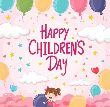 Global Celebration of Children's Day. Illustration Featuring Happy Children Enjoying Fun and Togetherness, Promoting Education and Friendship in a Colourful and Joyful Event
