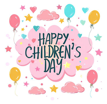 Global Celebration of Children's Day. Illustration Featuring Happy Children Enjoying Fun and Togetherness, Promoting Education and Friendship in a Colourful and Joyful Event