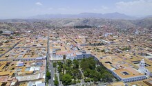 Catedral Basílica De Nuestra Señora De Guadalupe Y Plaza 25 De Mayo. Sucre, Bolivia. Vista Aerea