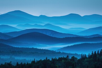 Wall Mural - Beautiful Layers of Blue Mountains in Mountain Range . Scenic Landscape View