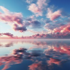 Wall Mural - Pink cloudscape with sea reflection