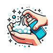 Vector illustration showing hand washing with foam on a white background.