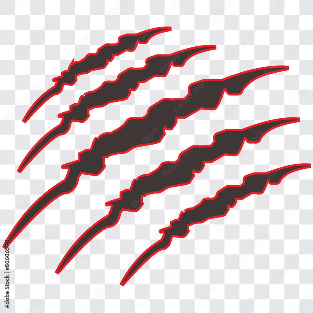 animal claw scratch marks on white background. Cat tiger paw shape ...