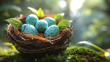 Canvas Print - easter eggs in nest