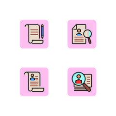 Poster - HR line icon set. Graduate diploma, searching for personnel, social network, signing application for job. Human resources concept. Can be used for topics like job, business. Vector illustration