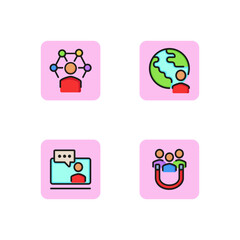 Poster - Human resources line icon set. Global search, professional networking, video conference, attracting candidates. HR concept. Can be used for topics like job, business, personnel. Vector illustration