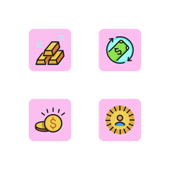 Poster - Money line icon set. Dollar coins, gold bars, money turnover, rich person. Finance concept. Can be used for topics like economy, budget, money. Vector illustration for web design and apps