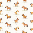 Seamless vector pattern, cute watercolor horses