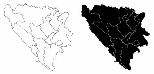Wall Mural - Bosnia and Herzegovina administrative maps