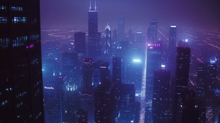 Wall Mural - A Purple Haze of Skyscrapers