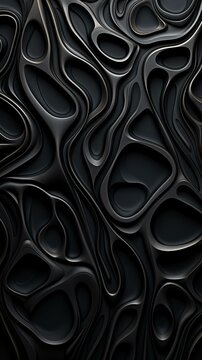 Black and silver 3D rendering of an organic structure