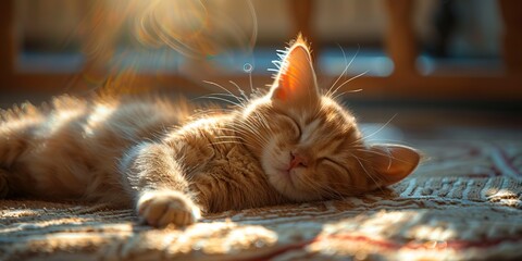 Sticker - peaceful cat basking in sunshine