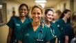 © Adobe Contributor - A group of diverse medical professionals smiling in a hospital hallway