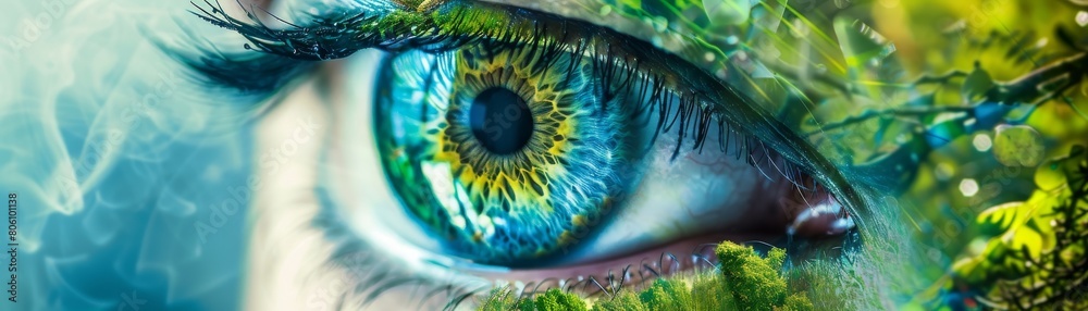 Environmental awareness poster with an eye composed of Earth s natural ...