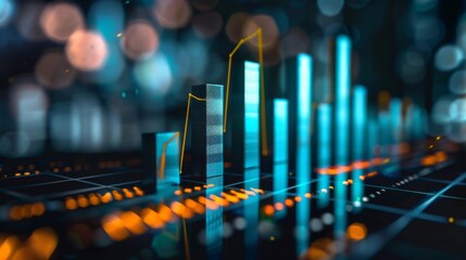 Leinwandbilder - A bar graph illustrating financial growth, with ascending bars symbolizing increasing profits and success in business.