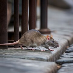 Wall Mural - rat on a fence