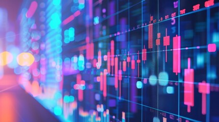 Aufkleber - A computer screen displaying candlestick charts and technical indicators, illustrating tools used for stock market analysis.