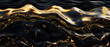 Oil abstract texture background, top view of dark water waves and gold shine, black luxury liquid effect. Concept of paint pattern, marble, watercolor, energy