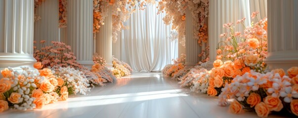 Wall Mural - Decorations with predominantly white floral backgrounds are suitable for wedding designs
