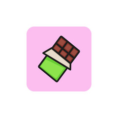 Poster - Bar of chocolate line icon. Dessert, candy, wrapper. Food concept. Can be used for topics like diet, sweet, snack.