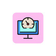 Icon of computer monitor with clock. Technology, clock rate, planning, interface. Deadline concept. Can be used for topics like limitation, time management, timer