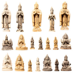 Wall Mural - A collection of hand-carved soapstone figurines Transparent Background Images 