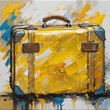 Watercolor and painting yellow luggage illustration