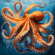 Watercolor and painting octopus sea ​​animal in ocean sea illustration