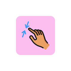 Wall Mural - Pinch line icon. Arrows, hand, zoom. Gesturing concept. Can be used for topics like mobile app, digital touch screen, guidance