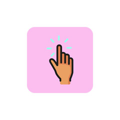 Poster - Tap with one finger line icon. Hand, index finger, click. Gesture concept. Can be used for topics like guidance, web interface, app.