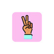 Victory sign line icon. Winning, peace, hand. Gesturing concept. Can be used for topics like social network, mobile app, website.