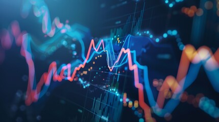 Poster - A line graph depicting stock market trends, with fluctuating lines representing the dynamic nature of investments.