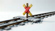 Animated 3D Cartoon Railroad Crossing Icon - Fun and Whimsical 3D Railroad Crossing Icon for Animation